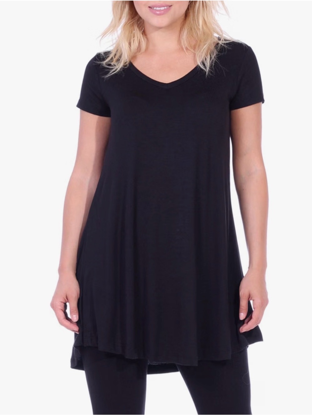 Popana Women's Black V-Neck Tunic Top